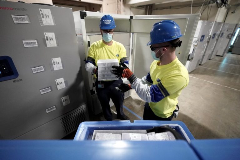 Trucks carrying 1st coronavirus vaccines in U.S. prepare to depart
