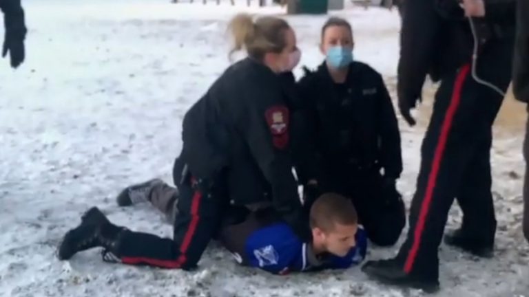 Video of arrest at Calgary rink results in accusations of police ‘going overboard’