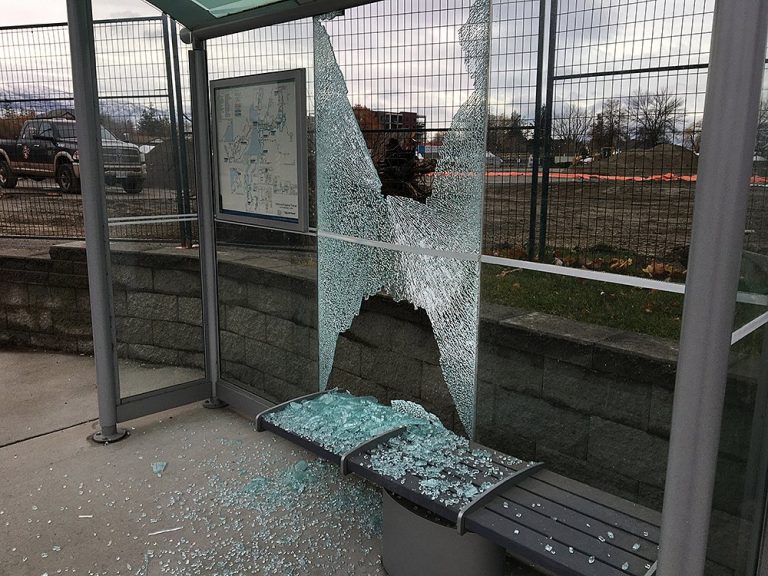 RCMP search for vehicle after 37 bus shelters damaged in Kelowna, B.C.