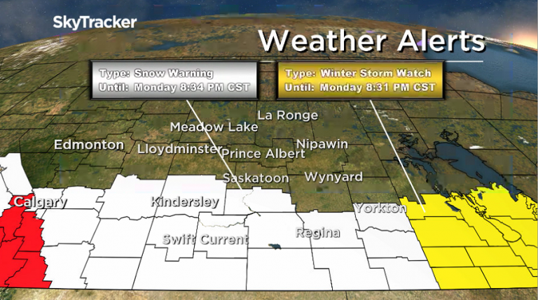 Snowfall warning issued for southern Saskatchewan