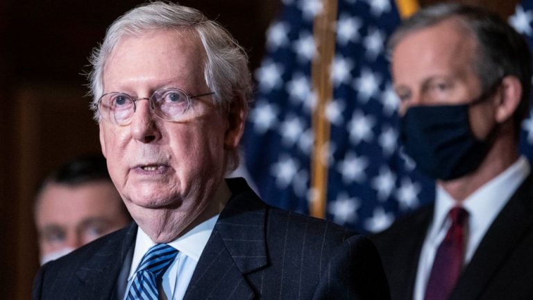 In break with Trump, McConnell urges passage of defense bill