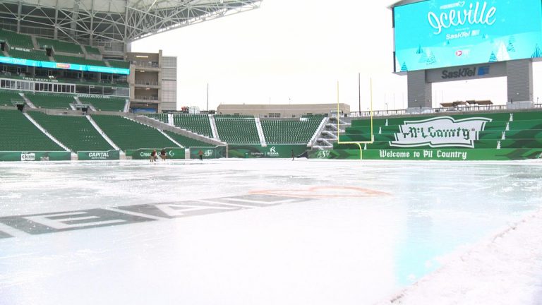 Home of the Riders transformed into largest outdoor rink in Saskatchewan