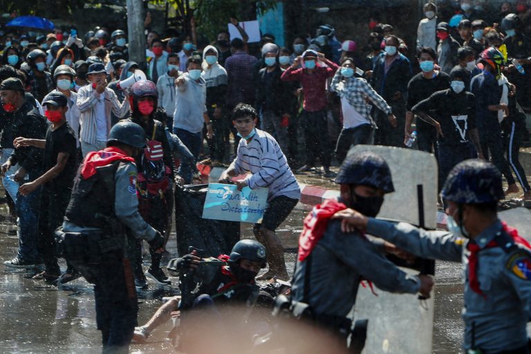 Myanmar protester expected to die from gunshot as clashes over coup turn violent