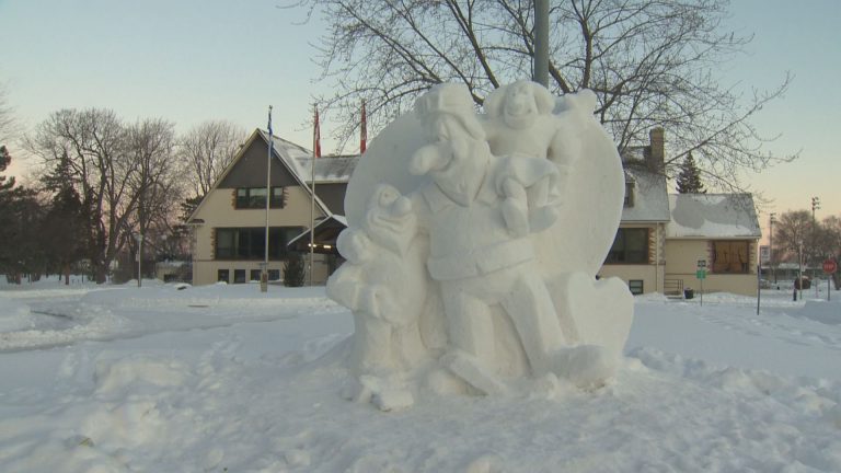 Snow sculptures brighten up the city of Dorval