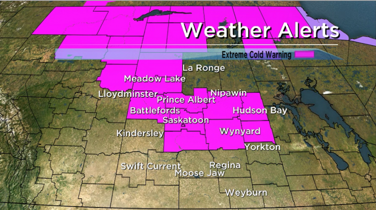 Parts of Saskatchewan under an extreme cold warning