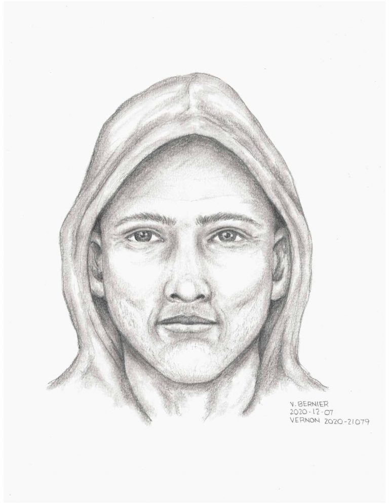 Vernon North Okanagan RCMP release sketch of suspect accused of attacking woman in Polson Park