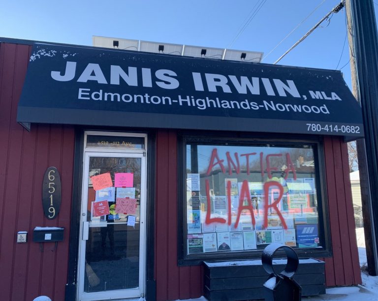 Edmonton NDP MLA Janis Irwin’s office vandalized