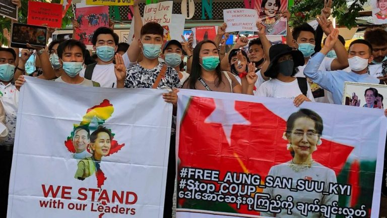 Thai marchers link their democracy cause to Myanmar protests