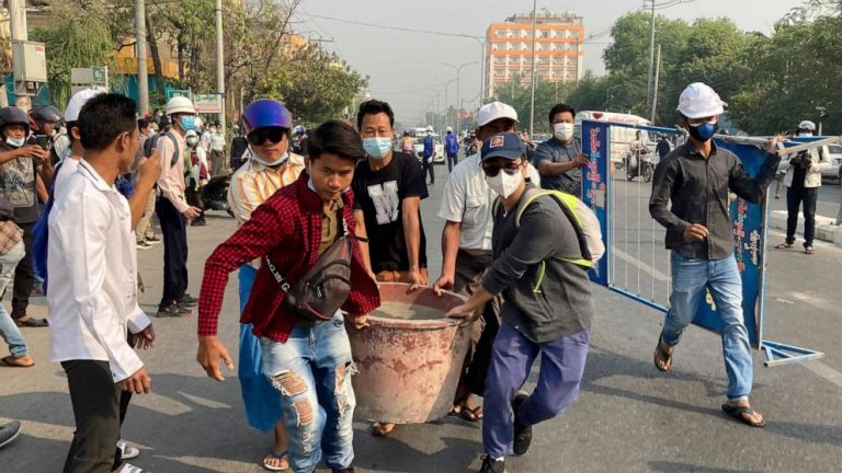 Scores arrested as Myanmar police disperse anti-coup rally