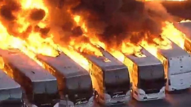 Major fire erupts at a warehouse outside of Los Angeles