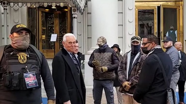 Video surfaces showing Roger Stone flanked by Oath Keepers on morning of Jan. 6