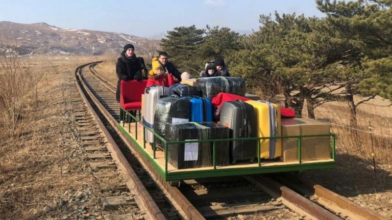 Russian diplomats use hand-powered railway trolley to get out of North Korea