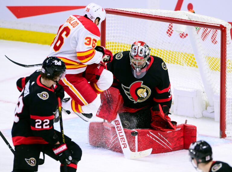 Gustavsson stops 35 shots in first NHL start to lead Senators to 2-1 win over Flames