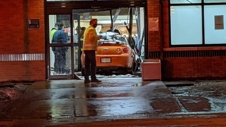 Car crashes into front doors of the Lloydminster Hospital