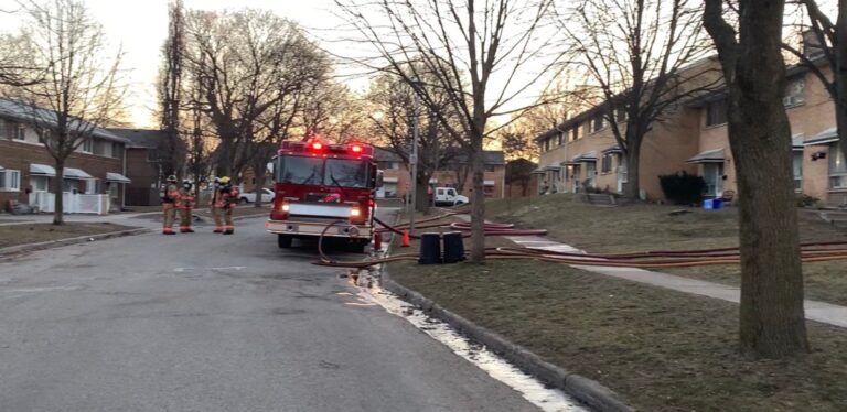 1 person taken to hospital following Monday morning townhouse fire