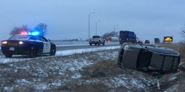 Collisions amid slippery conditions in the London area