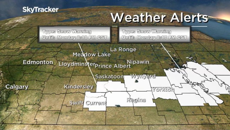 Snowfall warning issued for parts of Saskatchewan