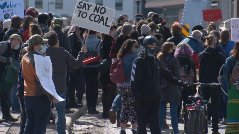 Calgarians rally against open-pit coal mining Saturday
