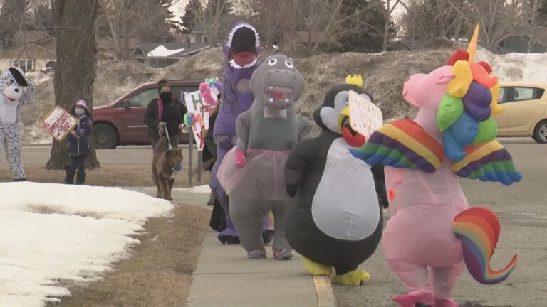 Herd of costumed animals turns heads and brings joy in Calgary during pandemic