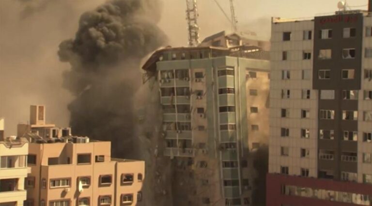 Israeli airstrike in Gaza destroys high-rise building housing media, other offices