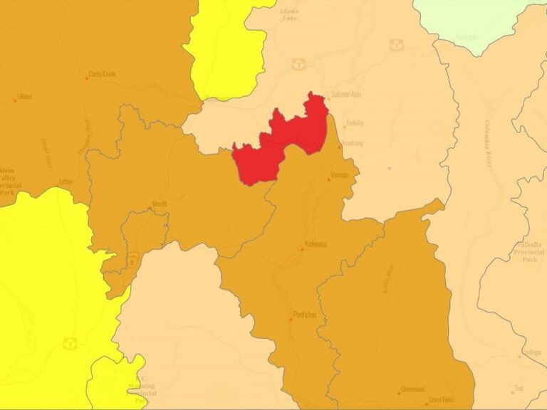 Drought conditions: Okanagan basin at Level 3, Salmon River basin at Level 4