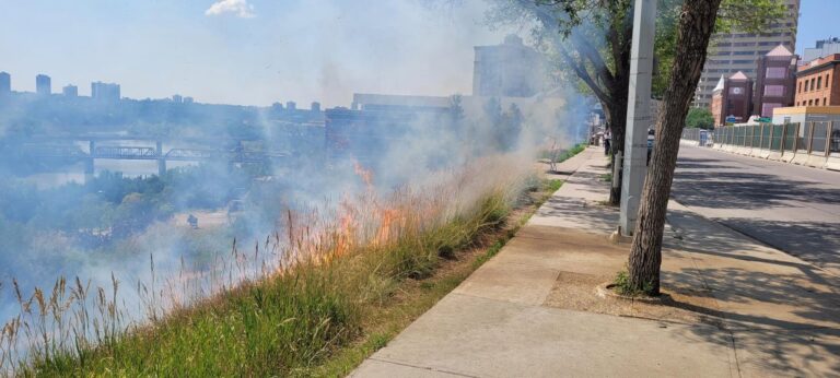 Edmonton crews called to several grass fires along Jasper Avenue Thursday