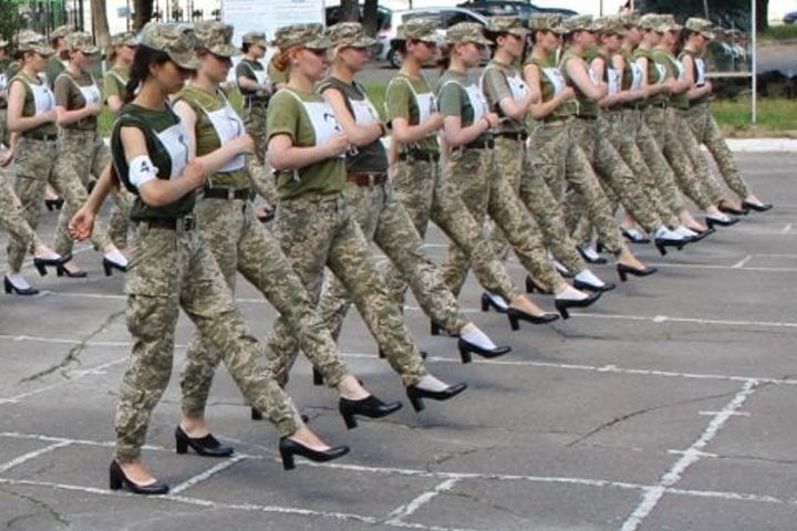 Ukraine army under fire for making female cadets march in heels
