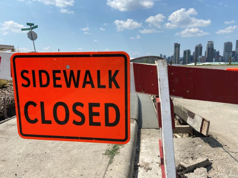 Calgary Stampede fireworks spectators must navigate closed sidewalks at popular viewing spot