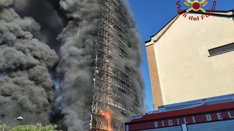 Flames consume high-rise in Milan; residents evacuated