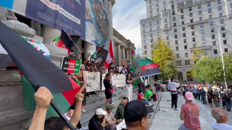 Hundreds rally in Vancouver in support of Afghans amid Taliban takeover