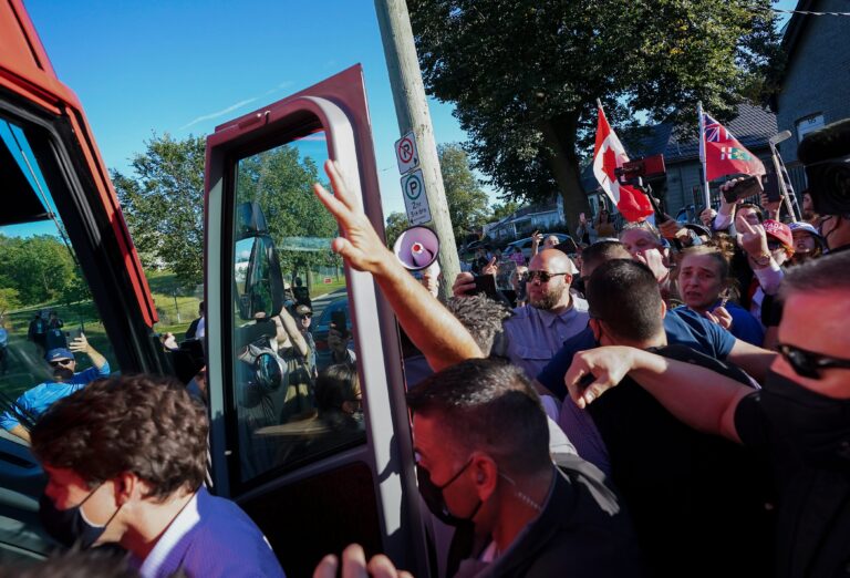 Trudeau says he was hit by gravel, condemns rock throwing as ‘unacceptable’