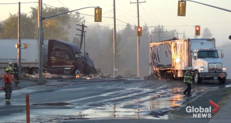 1 dead after transport trucks collide on Hwy. 7 in Havelock: Peterborough County OPP