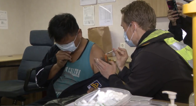 ‘I need this very badly’: International cargo crew gets COVID-19 vaccine at Port of Vancouver
