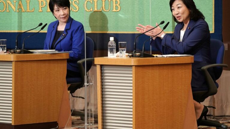 2 women, political opposites, vying in race for Japan PM