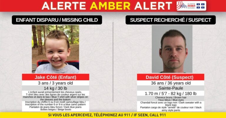 Amber Alert: Quebec police continue search for boy, father missing since Tuesday