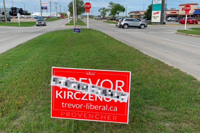 Manitoba Liberal candidate says signs vandalized with transphobic slurs