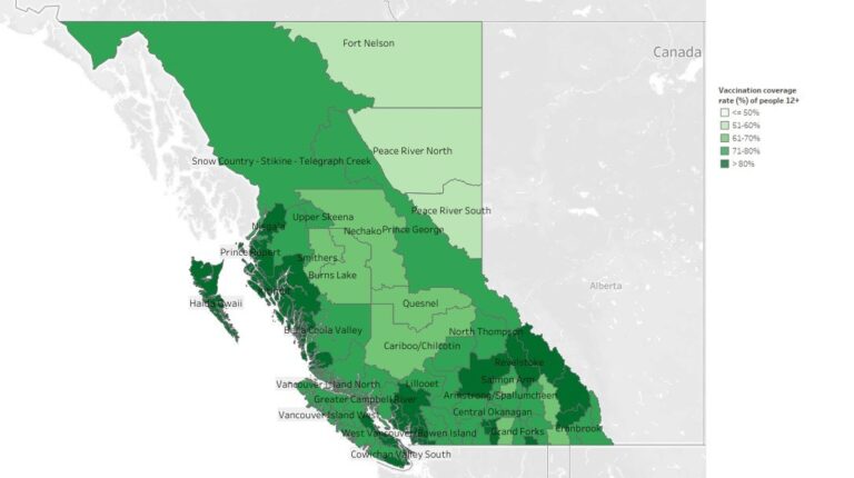 Vaccination rates around the Okanagan vary by neighbourhood, city