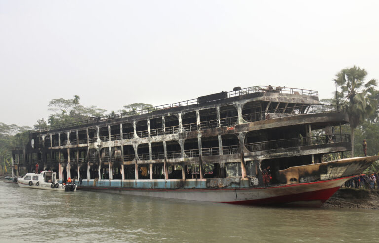 At least 39 dead after ferry fire forces escape to frigid Bangladesh river
