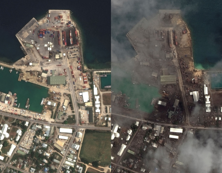 Shocking before-and-after photos show Tonga volcano’s widespread damage