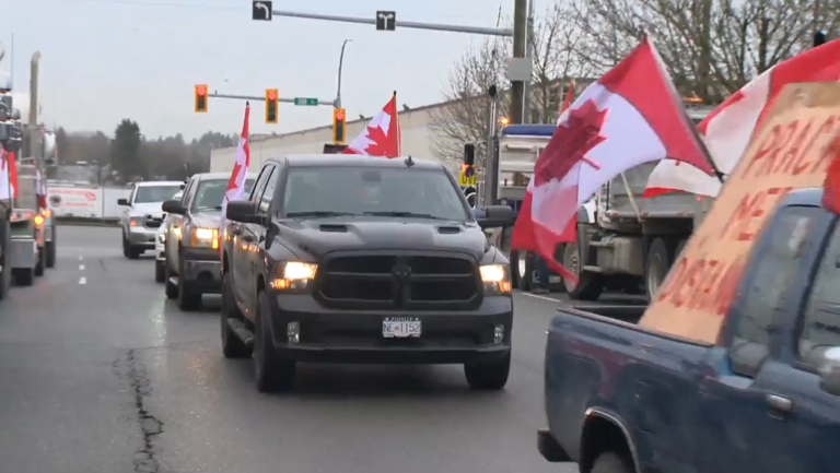 Five arrested as anti-COVID-19 mandate convoys, rallies staged in British Columbia