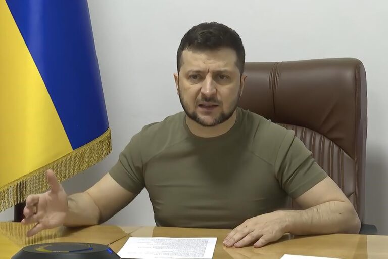 Ukraine’s president demands military aid from West, asks if they’re intimidated by Moscow
