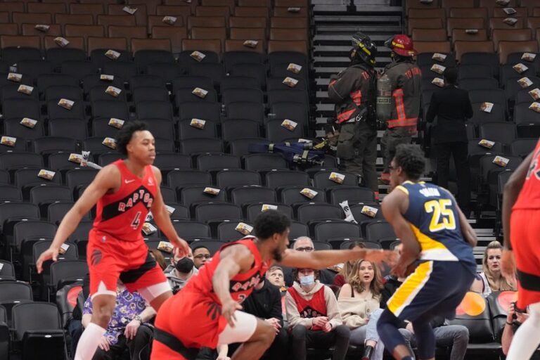 Raptors game evacuated due to speaker fire