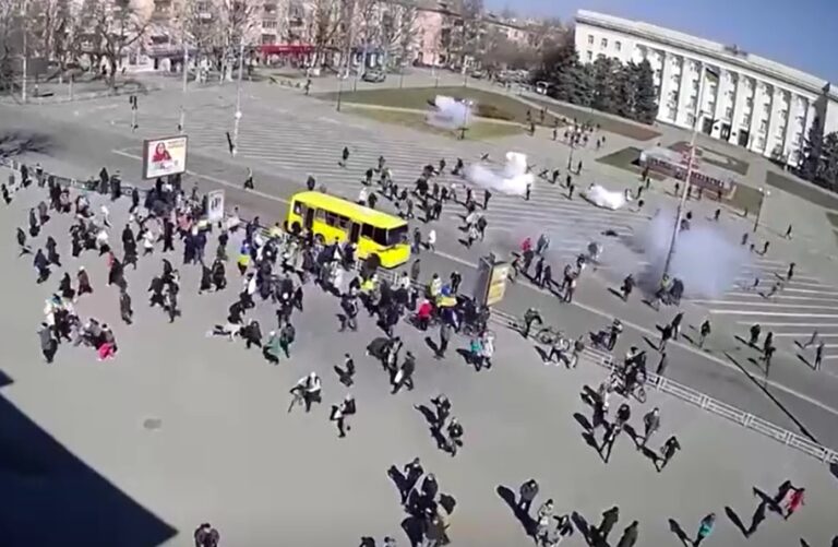 Russian soldiers opened fire at rally in Kherson to disperse crowd, Ukraine says