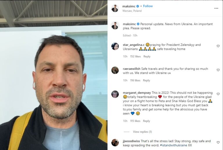 ‘Dancing With the Stars’ alum Maksim Chmerkovskiy flees Ukraine amid Russian invasion