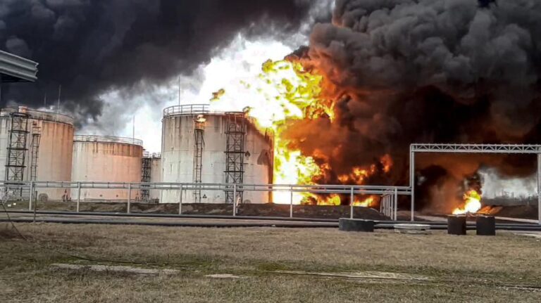 Russia accuses Ukraine of attacking fuel depot, Kyiv denies involvement