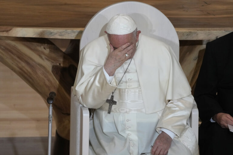 Pope Francis addresses Sacred Heart Church in Edmonton