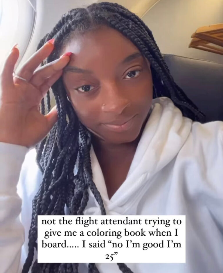 Simone Biles mistaken for child, offered colouring book on recent flight