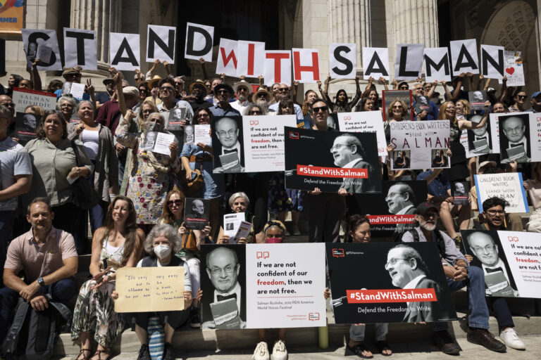 Authors, friends rally for Salman Rushdie a week after New York attack