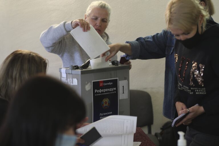 ‘Sham’ voting begins in Russia’s annexation plan for eastern Ukrainian territory