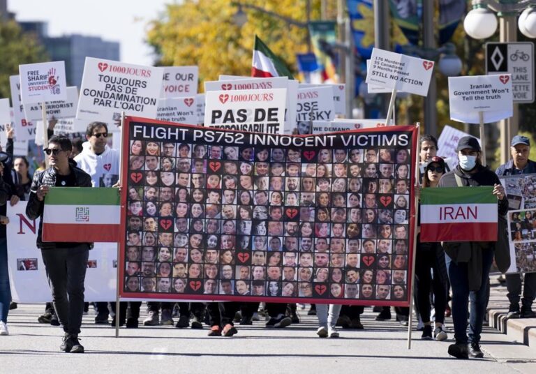 Families of plane crash victims want the Canadian government to get tougher on Iran